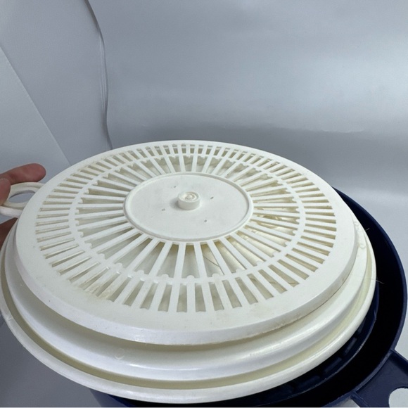 Vintage Copco Large White Salad Spinner Blue Lid Sam Lebowitz Design #604 USA - Picture 7 of 12